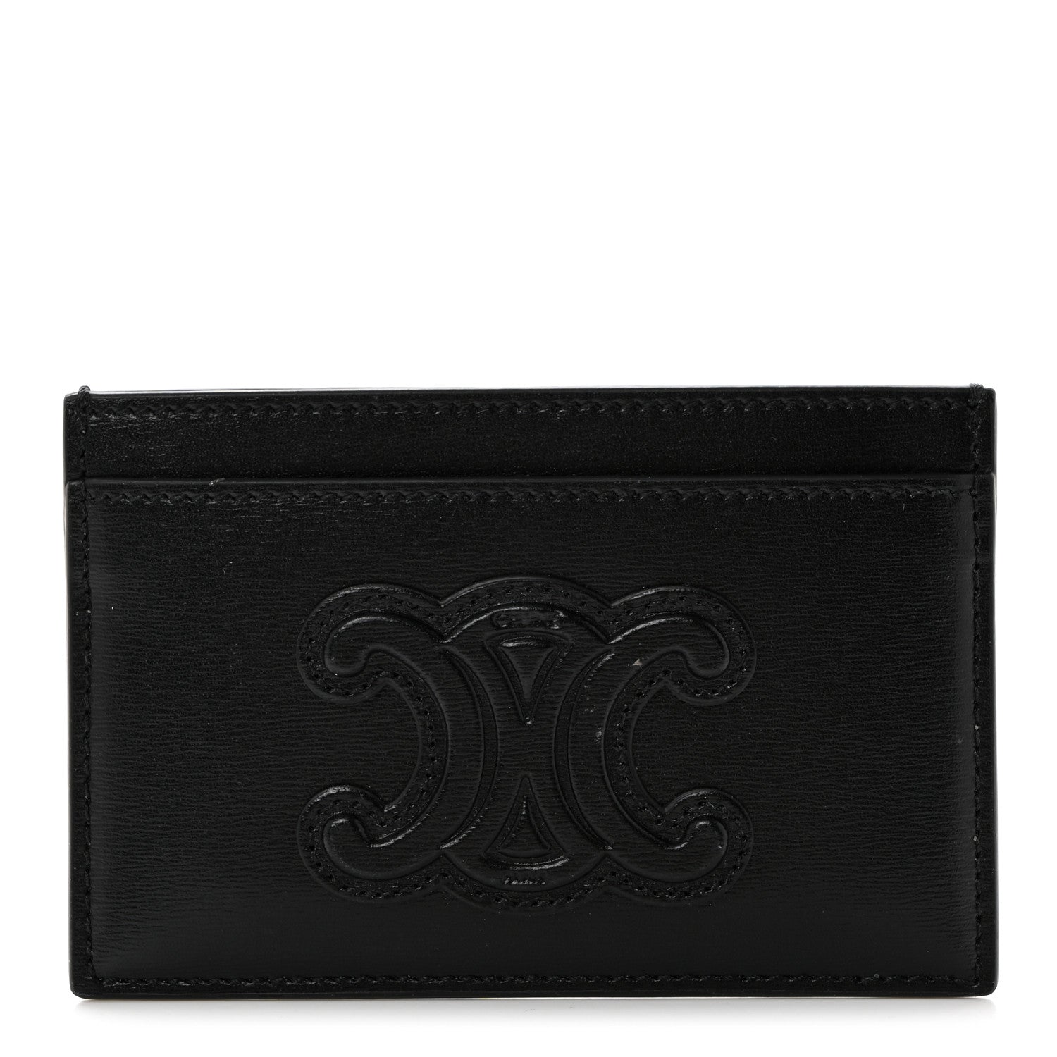 Celine Smooth Lambskin Triomphe Card Holder Black 1 of 7