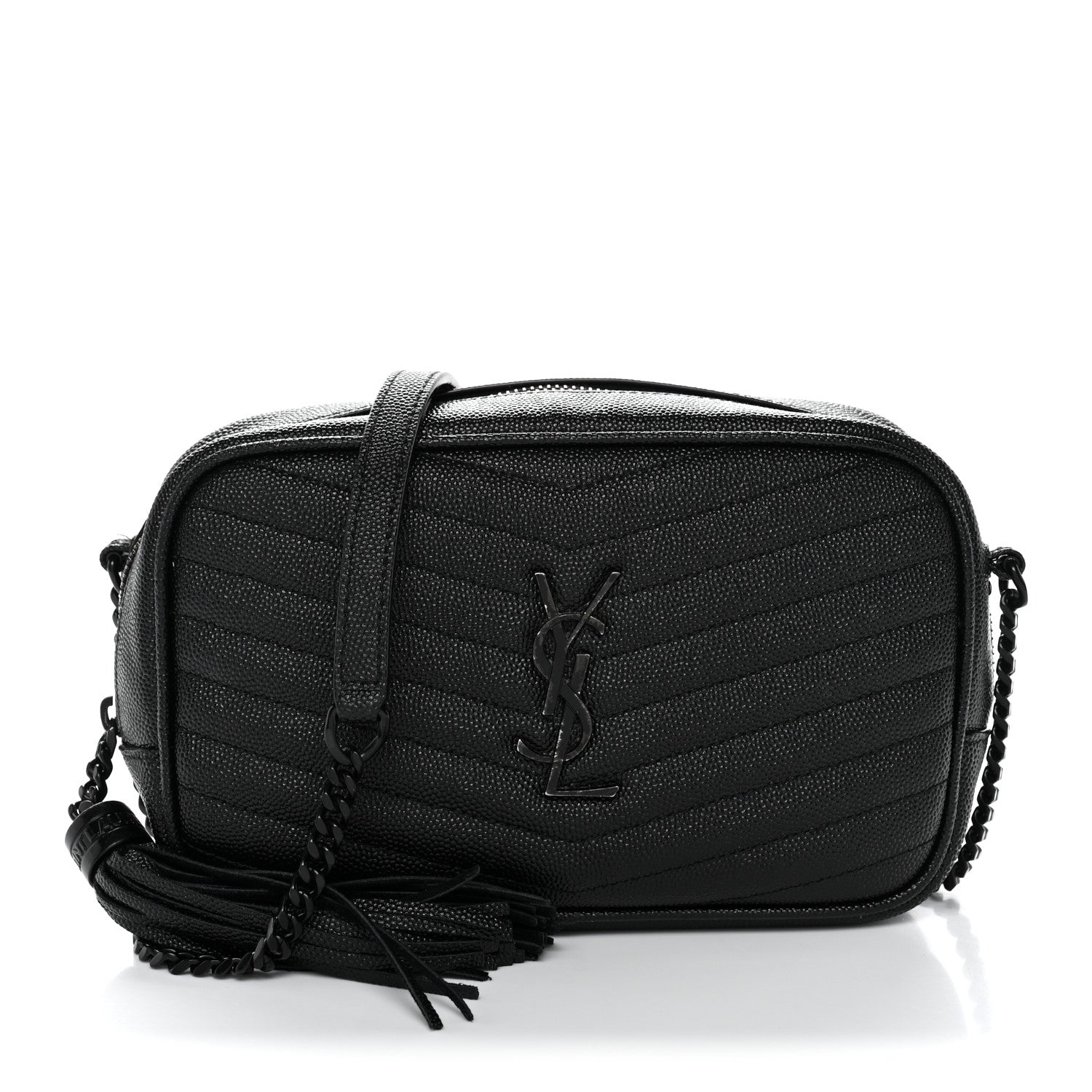Saint Laurent Grain De Poudre Matelasse Monochrome Monogram Mini Lou Camera Bag Black 1 of 12