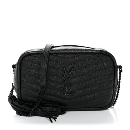 Saint Laurent Grain De Poudre Matelasse Monochrome Monogram Mini Lou Camera Bag Black 1 of 12