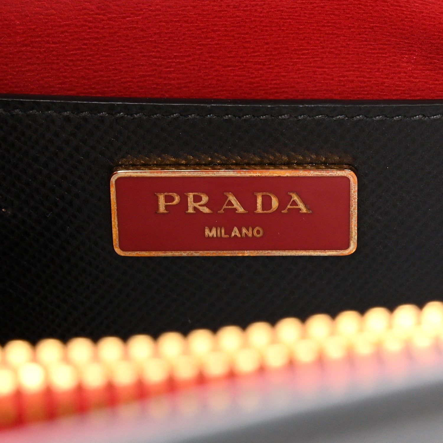 Prada Saffiano Cuir Bi-Color Double Handle Tote Black Fuoco 6 of 11