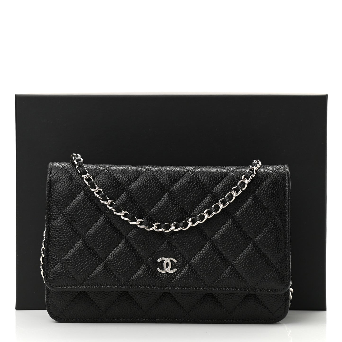 Caviar Quilted Wallet On Chain WOC Black
