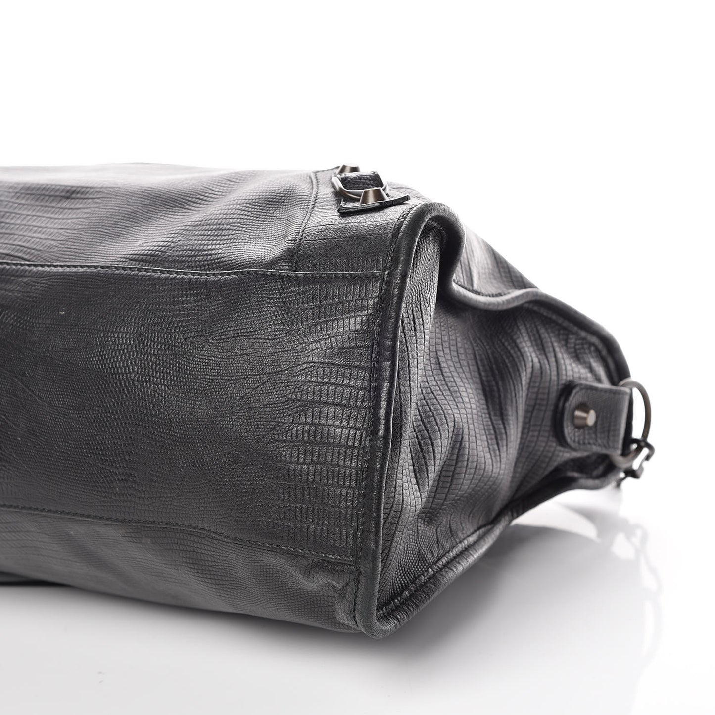 Agneau Lizard Embossed Classic Hardware City Black