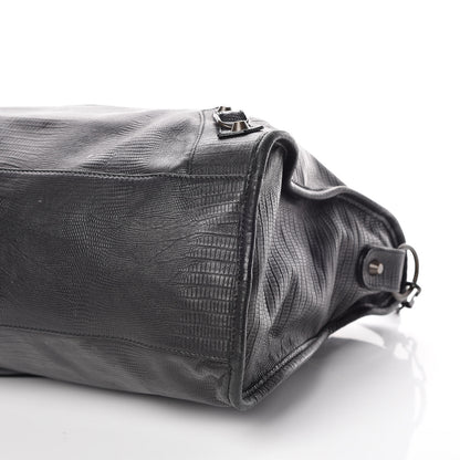 Balenciaga Agneau Lizard Embossed Classic Hardware City Black 13 of 13