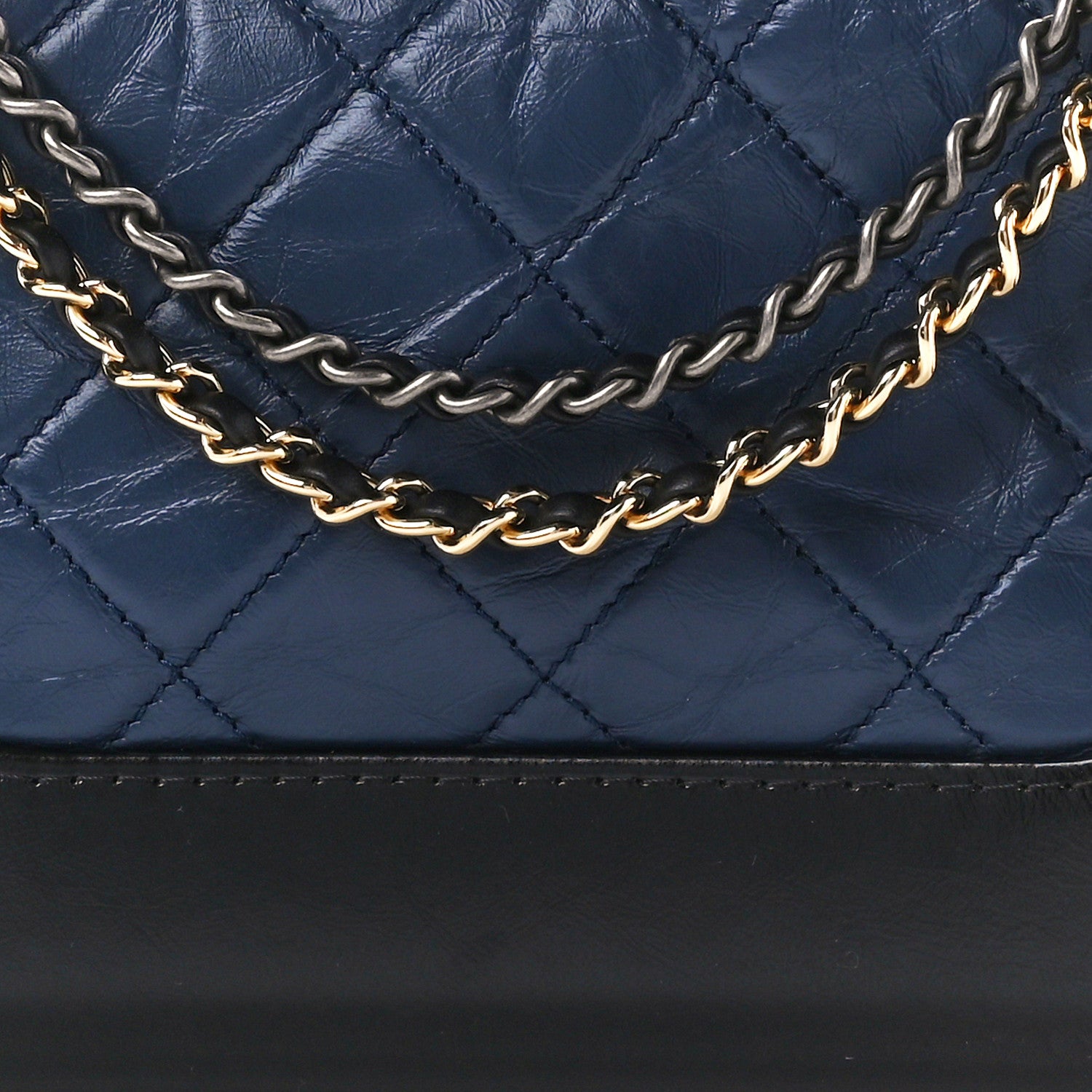 Chanel Aged Calfskin Quilted Small Gabrielle Hobo Navy Black 8 of 10