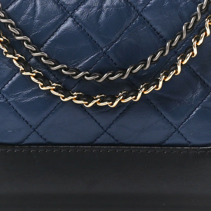 Chanel Aged Calfskin Quilted Small Gabrielle Hobo Navy Black 8 of 10