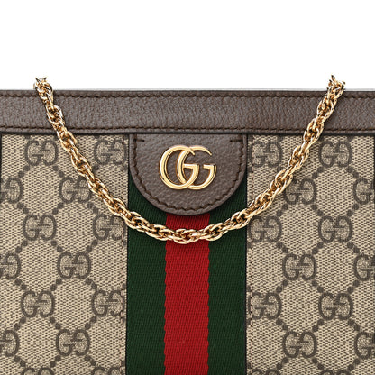 Gucci GG Supreme Monogram Textured Dollar Calfskin Web Mini Ophidia Chain Shoulder Bag Beige Ebony New Acero 9 of 12