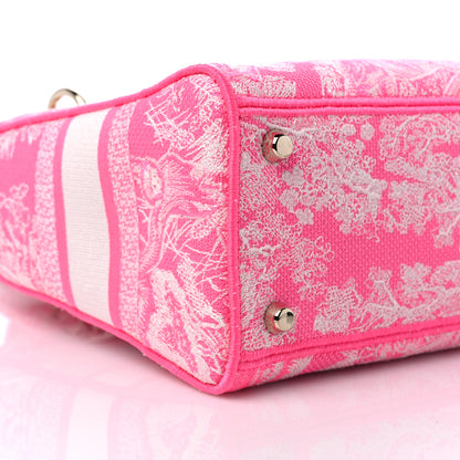 Christian Dior Canvas Toile De Jouy Reverse Embroidered Medium Lady D-Lite Fluorescent Pink 8 of 9