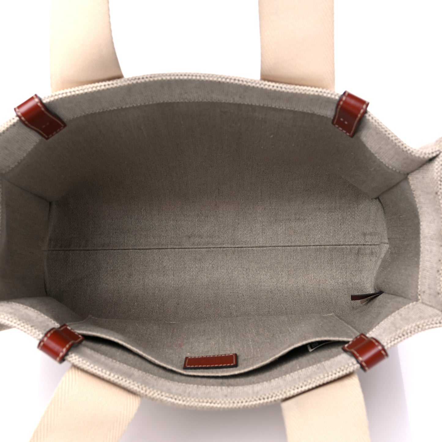 Cotton Calfskin Medium Woody Ribbon Tote White Brown