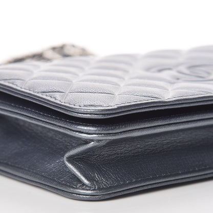 Chanel Metallic Goatskin Quilted Diamond CC Wallet On Chain WOC Grey 5 of 11