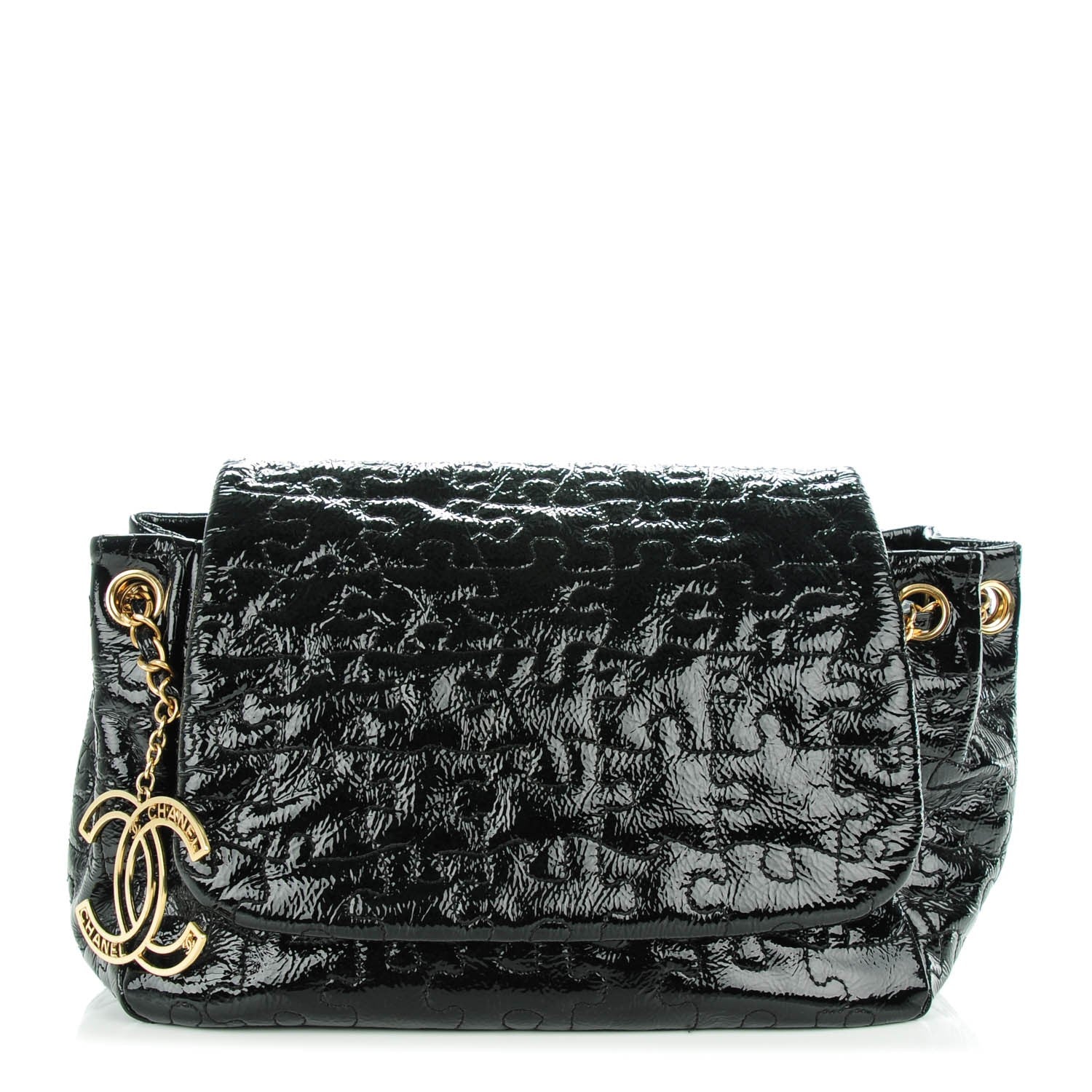 Chanel Patent Puzzle Accordion Flap Bag Black 1 of 7