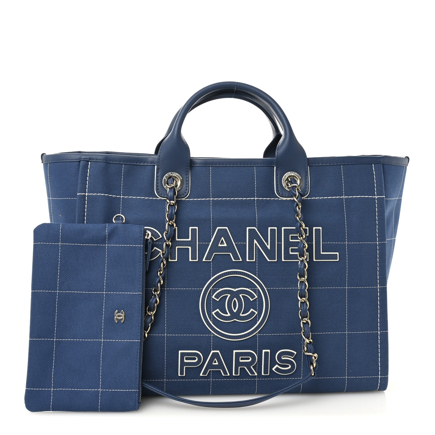 Chanel Cotton Medium Deauville Tote Blue White 3 of 12