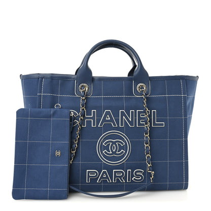 Chanel Cotton Medium Deauville Tote Blue White 3 of 12