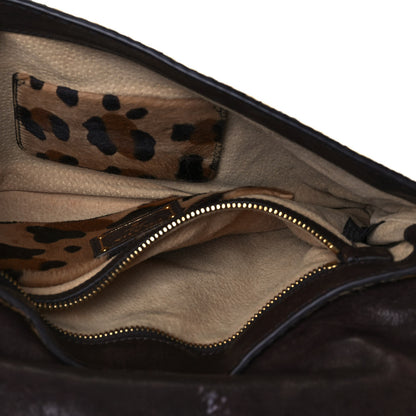 Prada Calf Hair Leopard Print Pushlock Envelope Clutch Miele 4 of 12