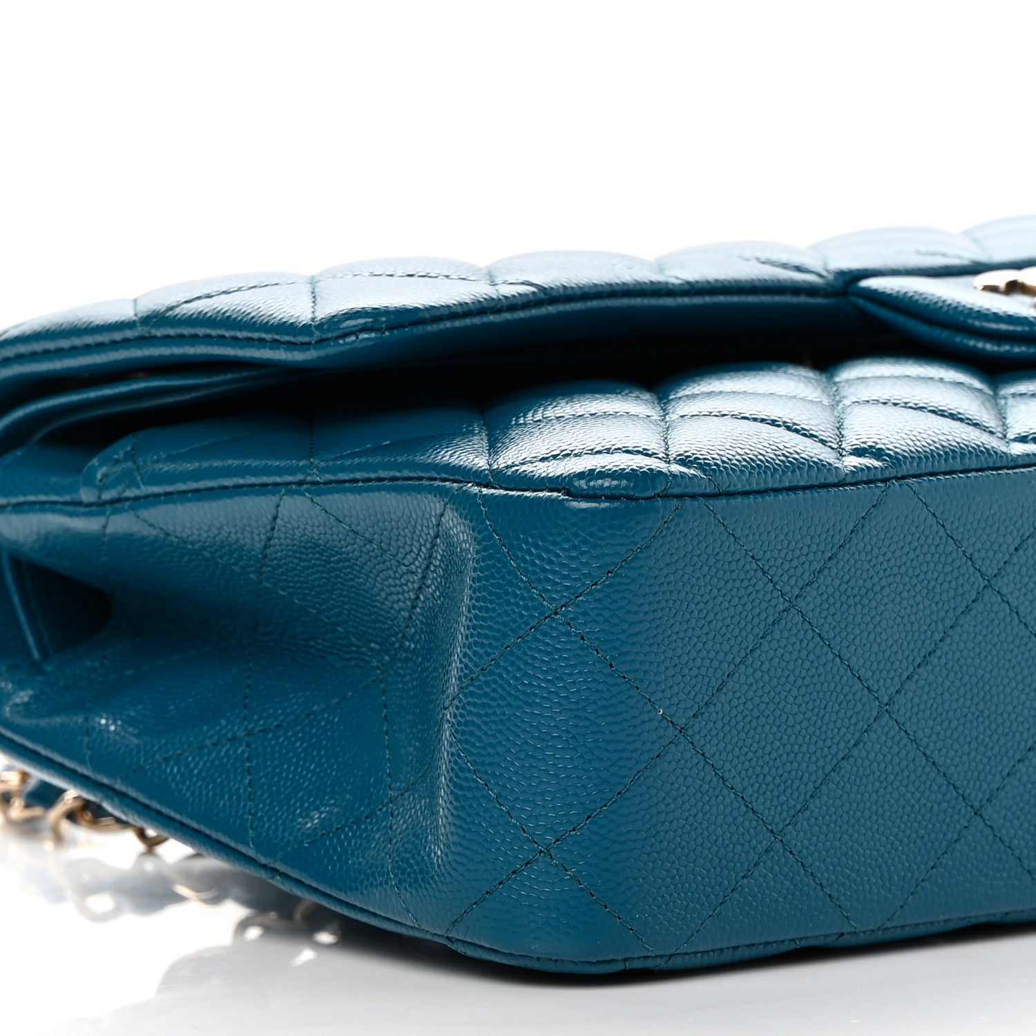 Chanel Caviar Quilted Medium Double Flap Dark Turquoise 9 of 14
