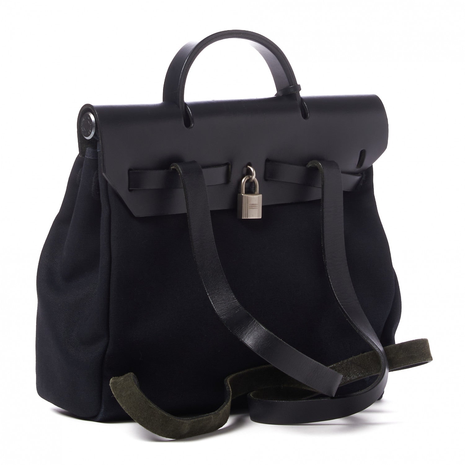 Hermes Toile Vache Calfskin Herbag 30 PM Backpack Black 3 of 10