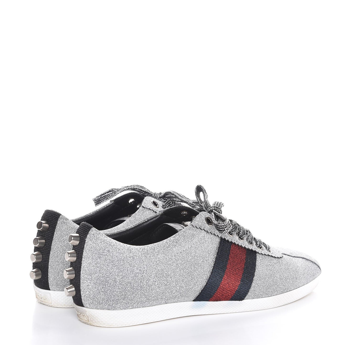 Glitter Fabric Studded Web Sneakers 36.5 Silver