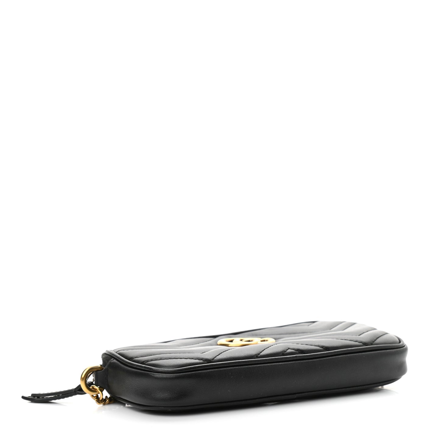 Calfskin Matelasse Mini GG Marmont Chain Crossbody Bag Black
