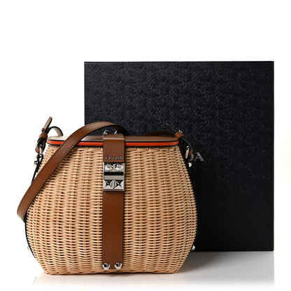 Prada Wicker City Calfskin Shoulder Bag Naturale Cognac 11 of 11