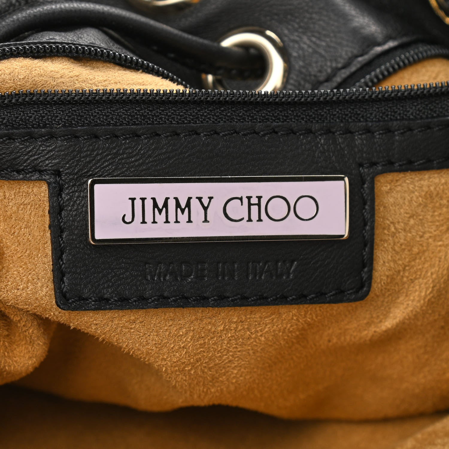Jimmy Choo Calfskin Studded Drawstring Bucket Bag Black 6 of 11