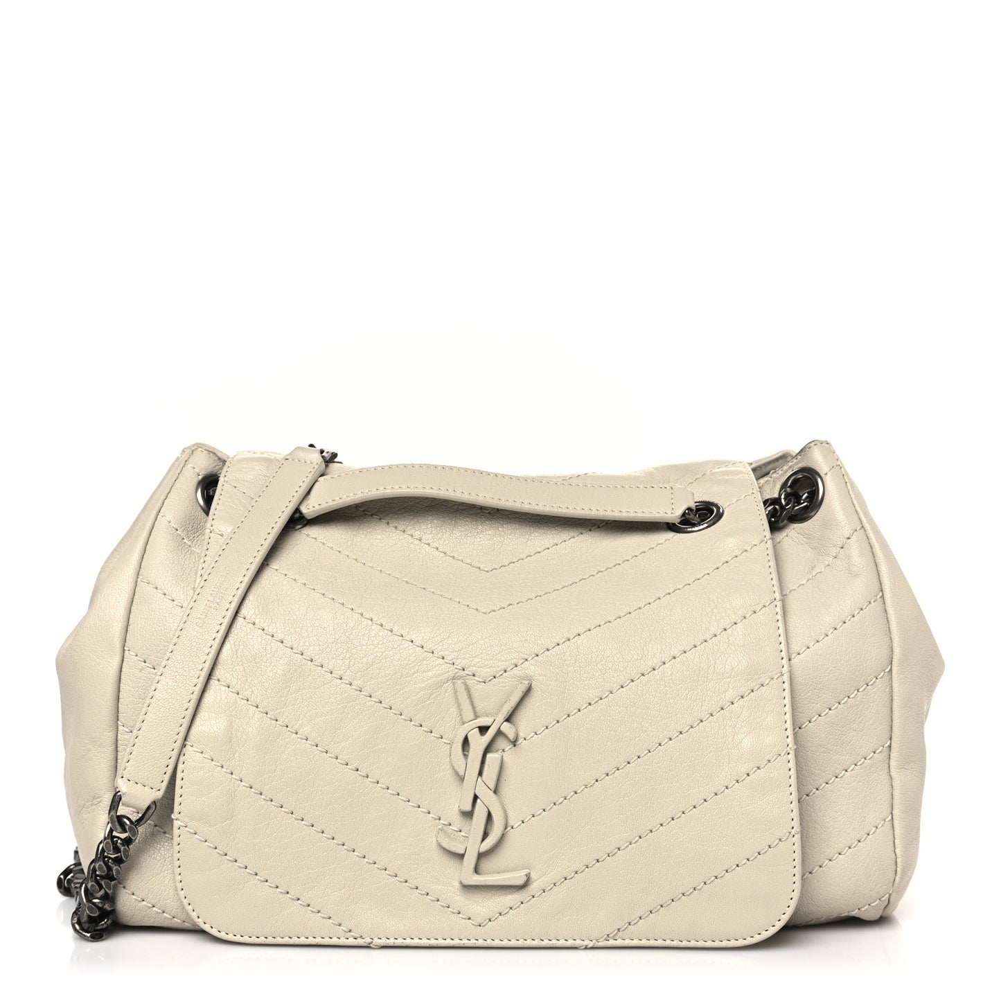 Vintage Lambskin Chevron Monogram Large Nolita Crema Soft