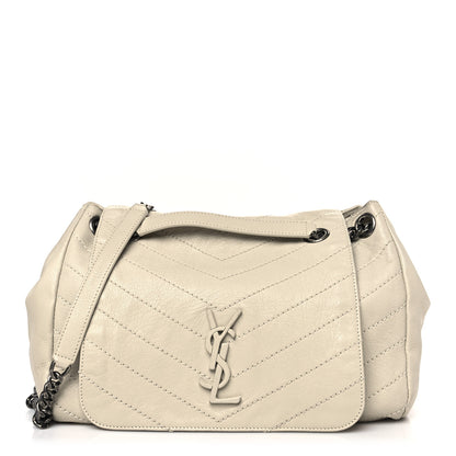 Saint Laurent Vintage Lambskin Chevron Monogram Large Nolita Crema Soft 1 of 11