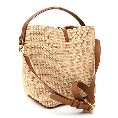 Saint Laurent Raffia Vegetable Le 37 Bucket Bag Naturel Brick 4 of 11