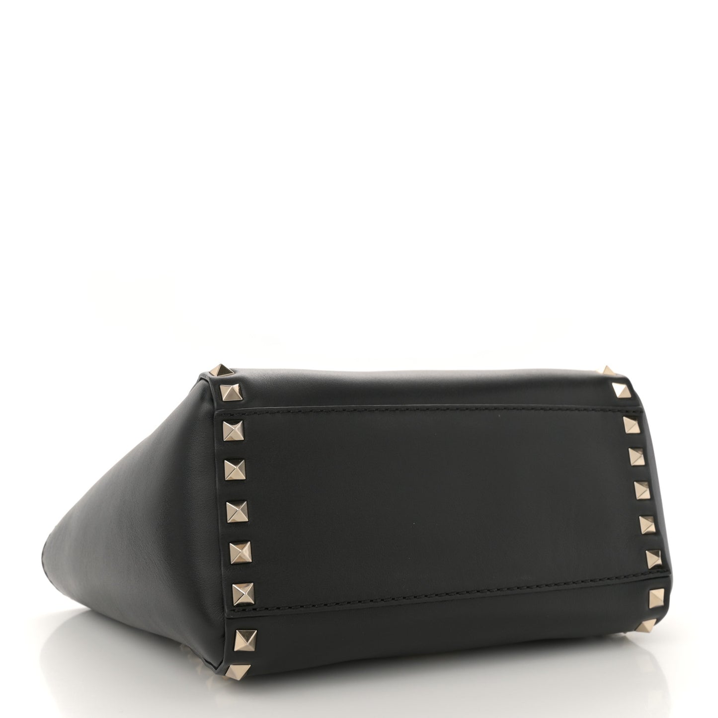 Vitello Mini Rockstud Double Handle Tote Black