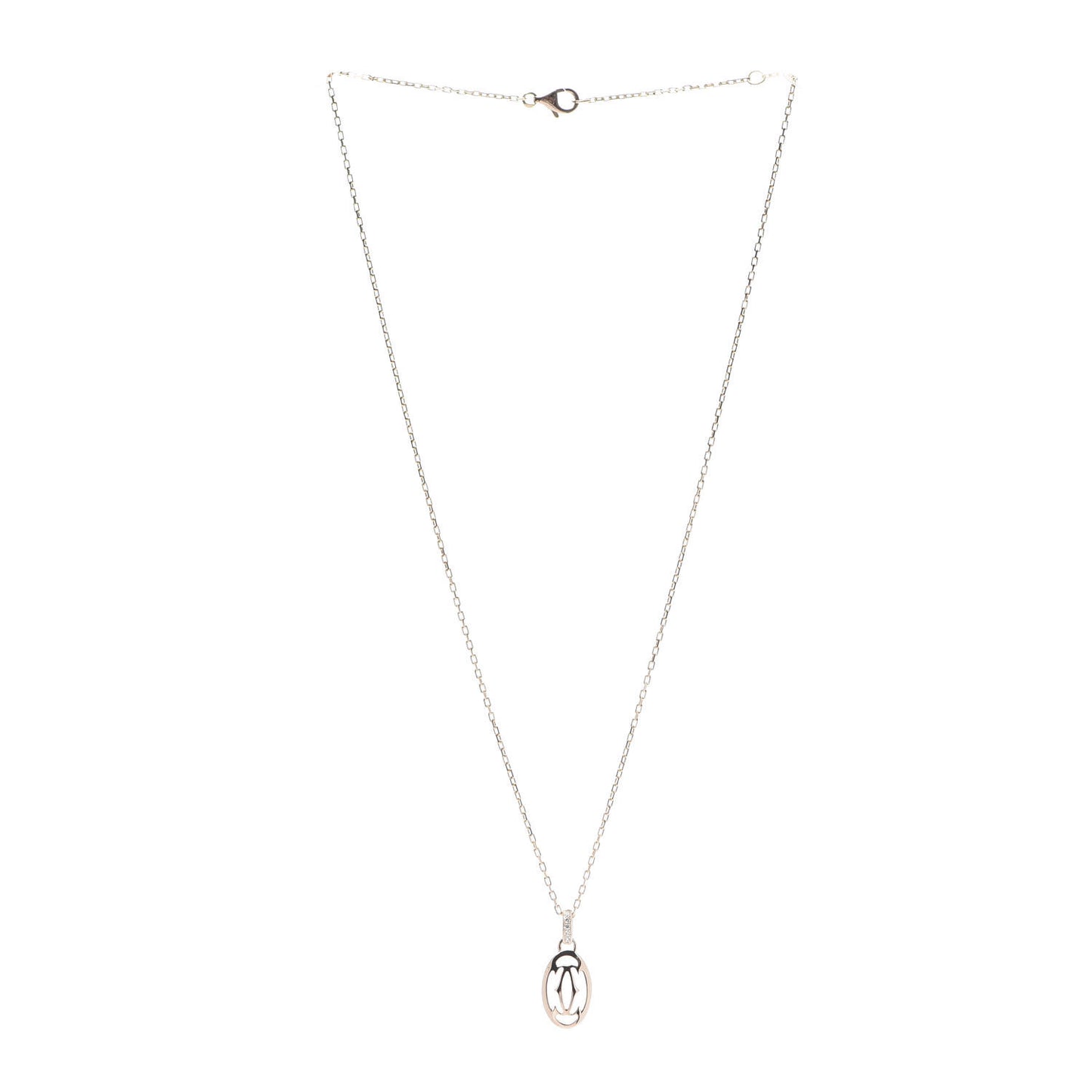 18K Pink Gold Diamond Logo Pendant Necklace