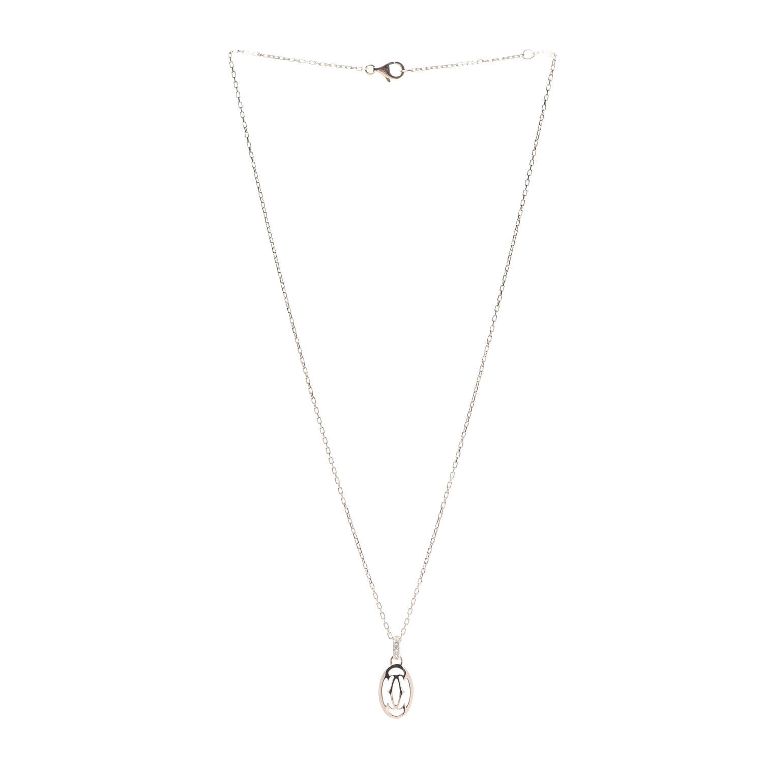 Cartier 18K Pink Gold Diamond Logo Pendant Necklace 3 of 7