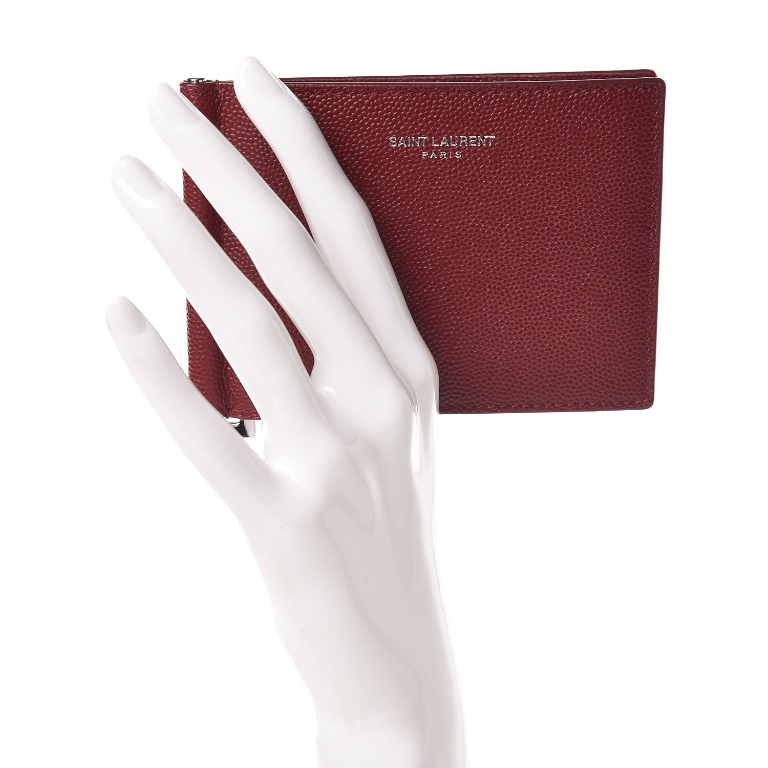 Saint Laurent Grain De Poudre Bill Clip Card Case Palissandre 2 of 9