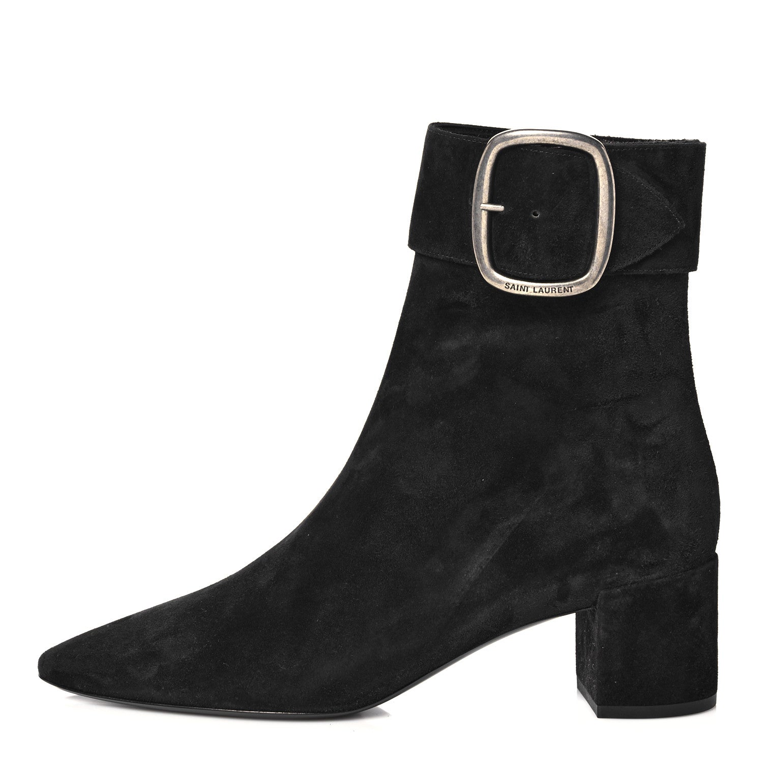 Saint Laurent Suede Joplin 50 Buckle Booties 39 Black 1 of 9