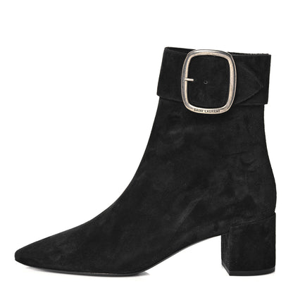 Saint Laurent Suede Joplin 50 Buckle Booties 39 Black 1 of 9