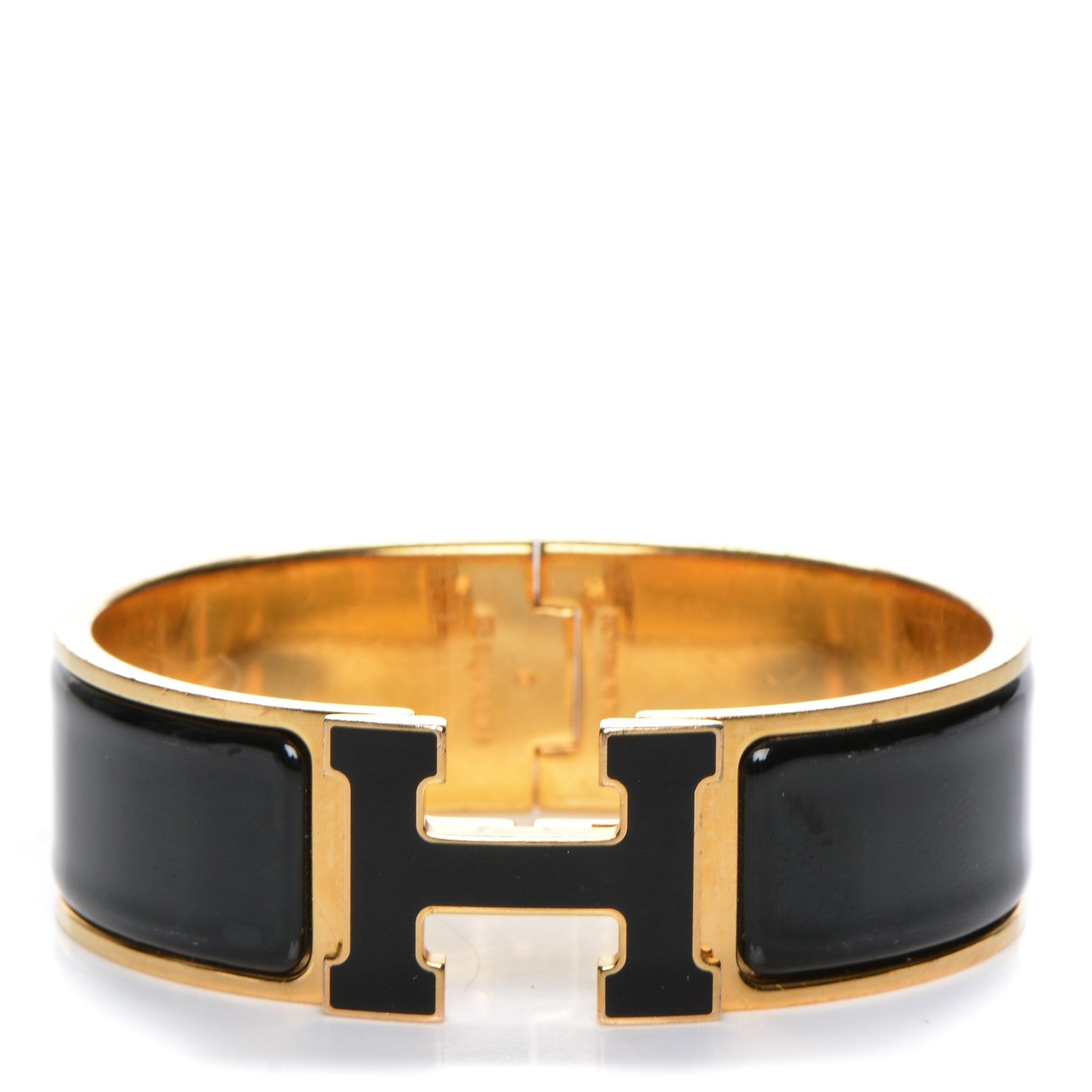 Hermes Enamel Wide Clic Clac H Bracelet PM Black 1 of 4