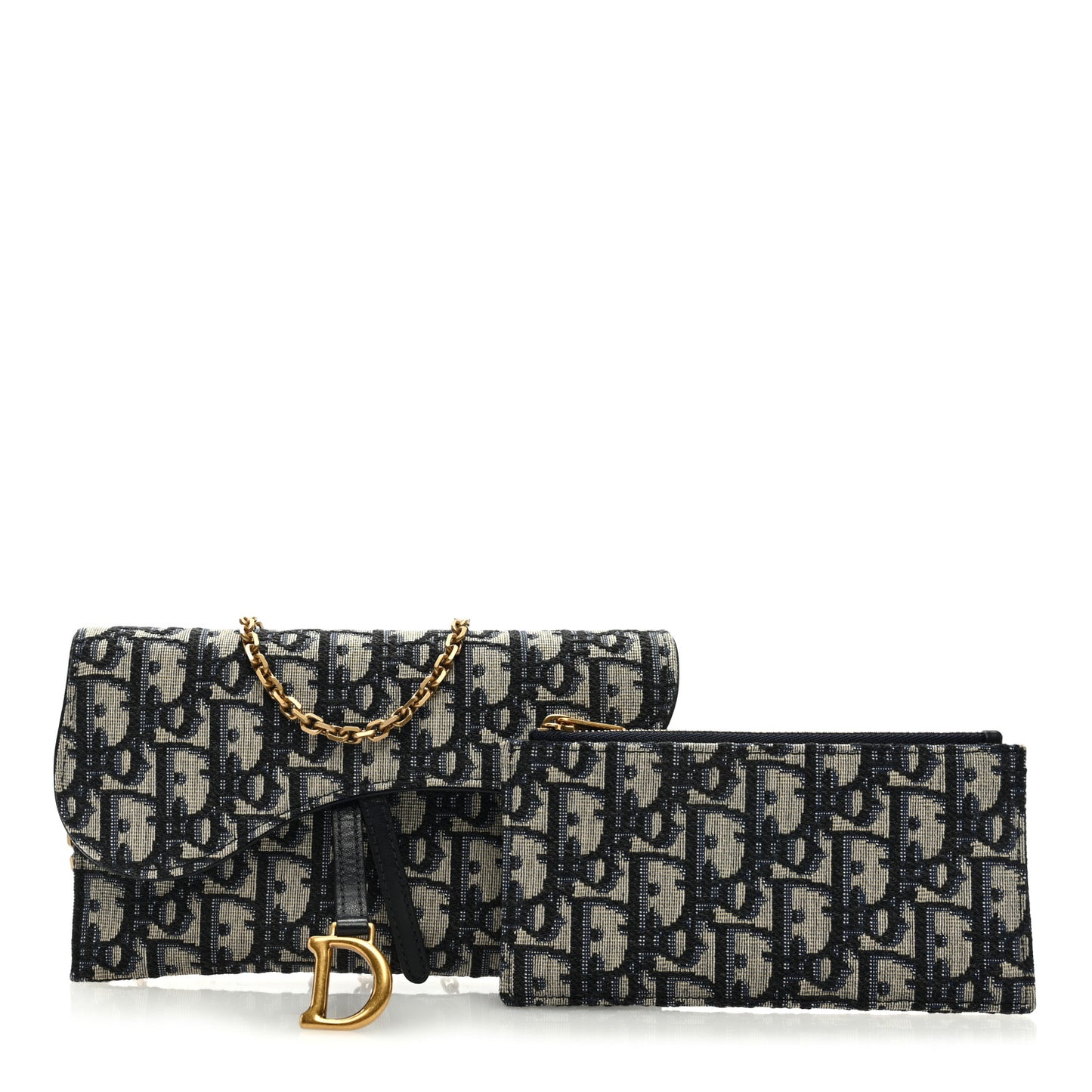 Oblique Saddle Chain Long Wallet Blue