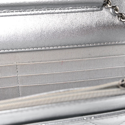 Chanel Metallic Lambskin Quilted Wallet On Chain WOC Silver 17 of 26