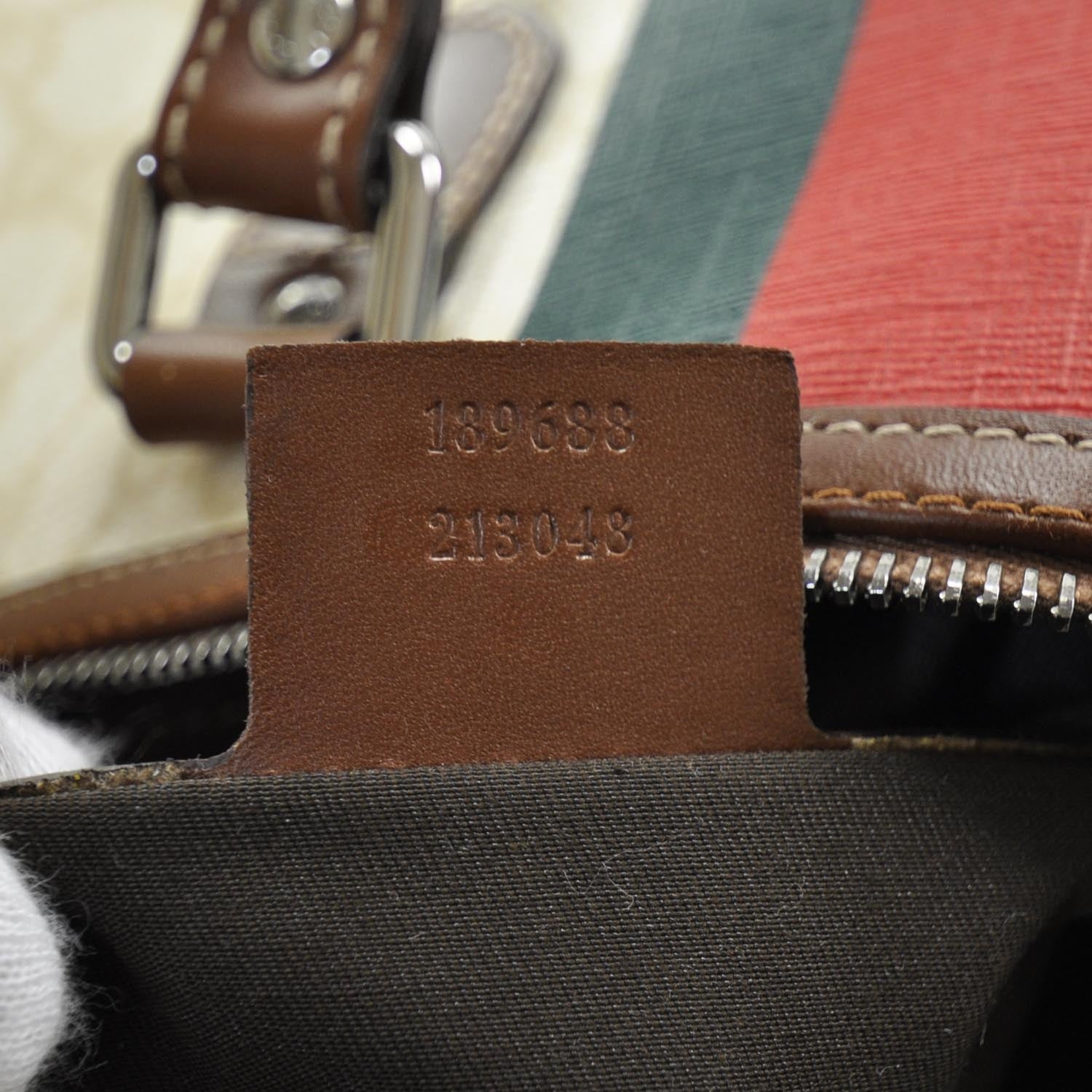 Gucci GG Plus Monogram Web Stripe Large Carry On Duffle Tan 7 of 9