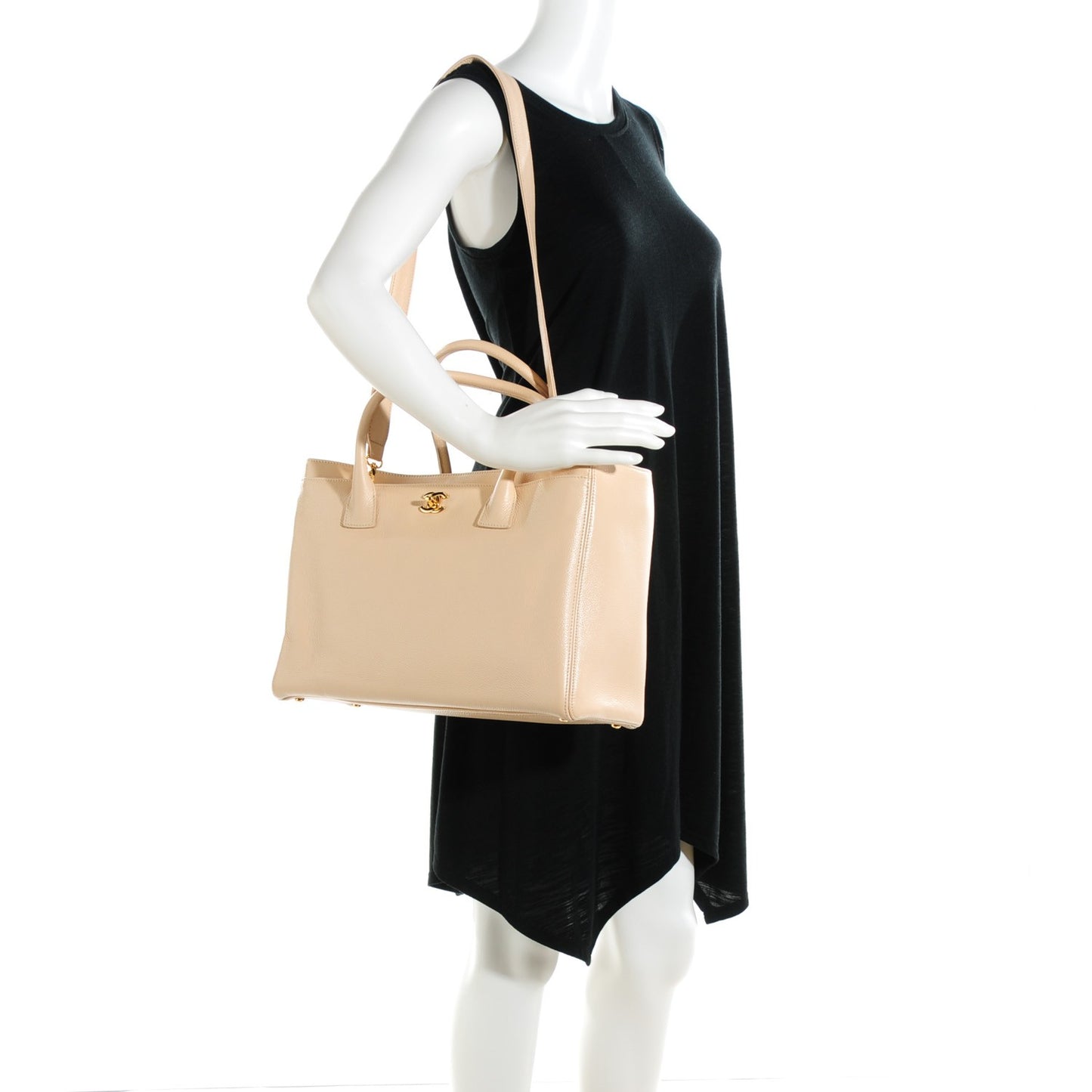 Calfskin Cerf Executive Shopper Tote Beige