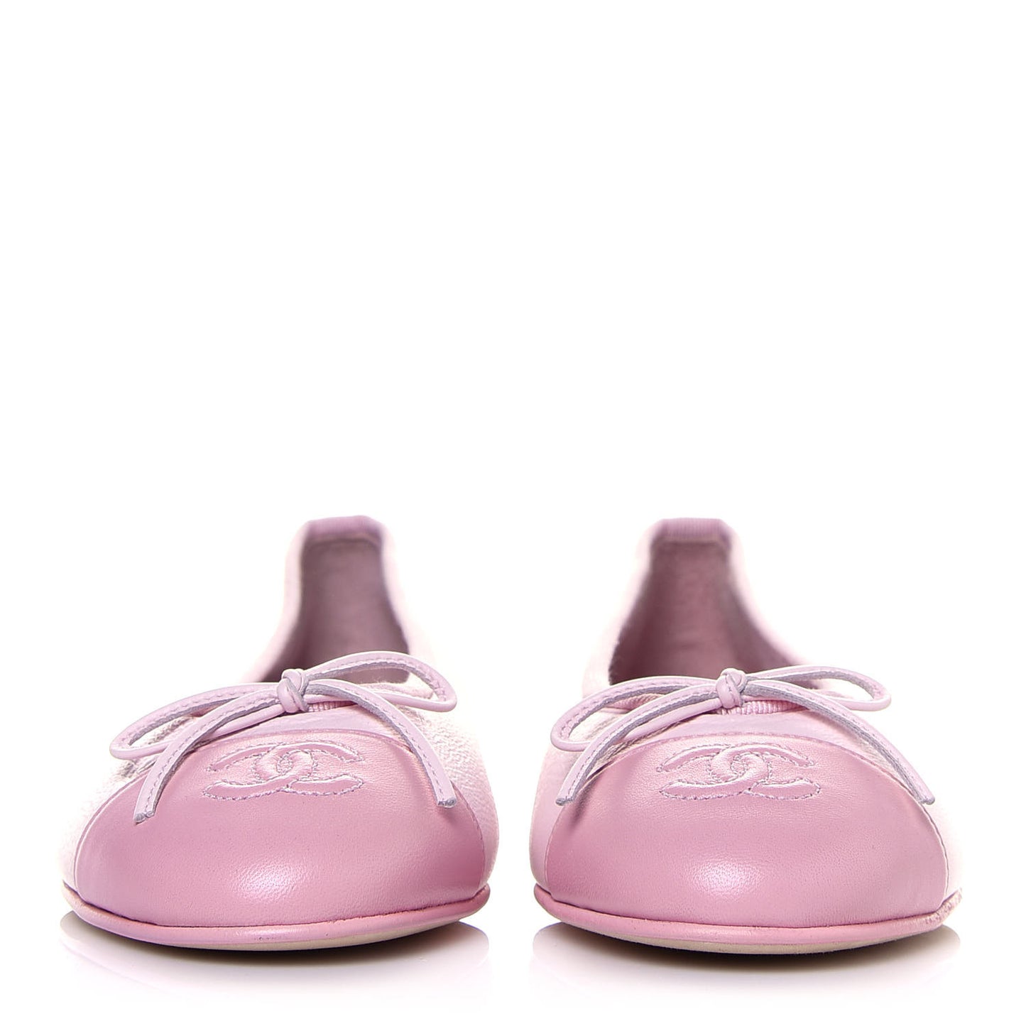 Lambskin CC Cap Toe Ballerina Flats 37 Pink Light Pink