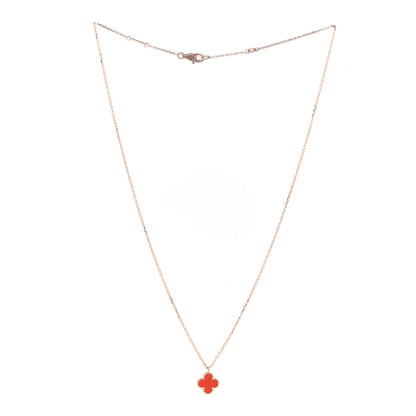 Van Cleef & Arpels 18K Rose Gold Carnelian Sweet Alhambra Pendant Necklace 3 of 6