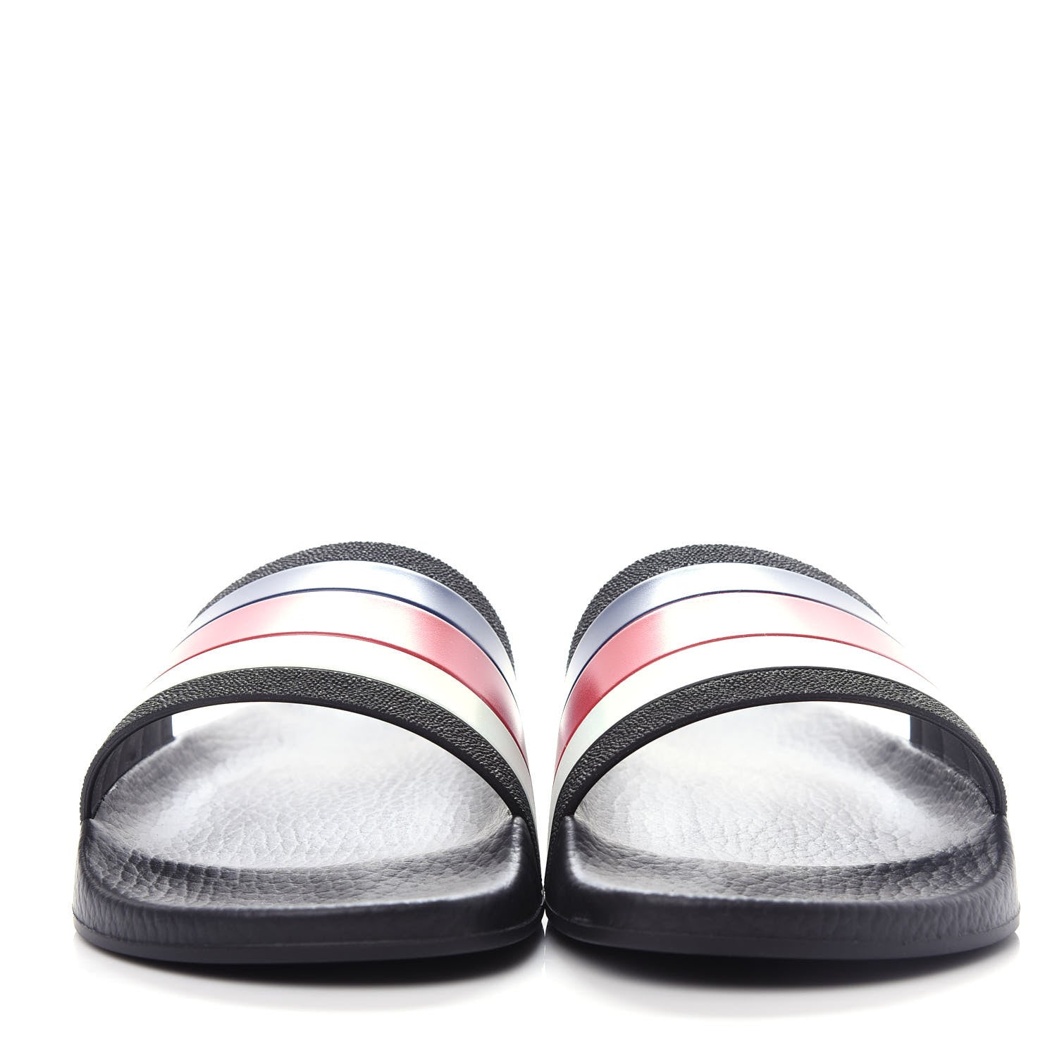 Gucci Rubber Web Mens Pool Slide Sandals 5 Black Mystic White Hibiscus Red Marine 2 of 10