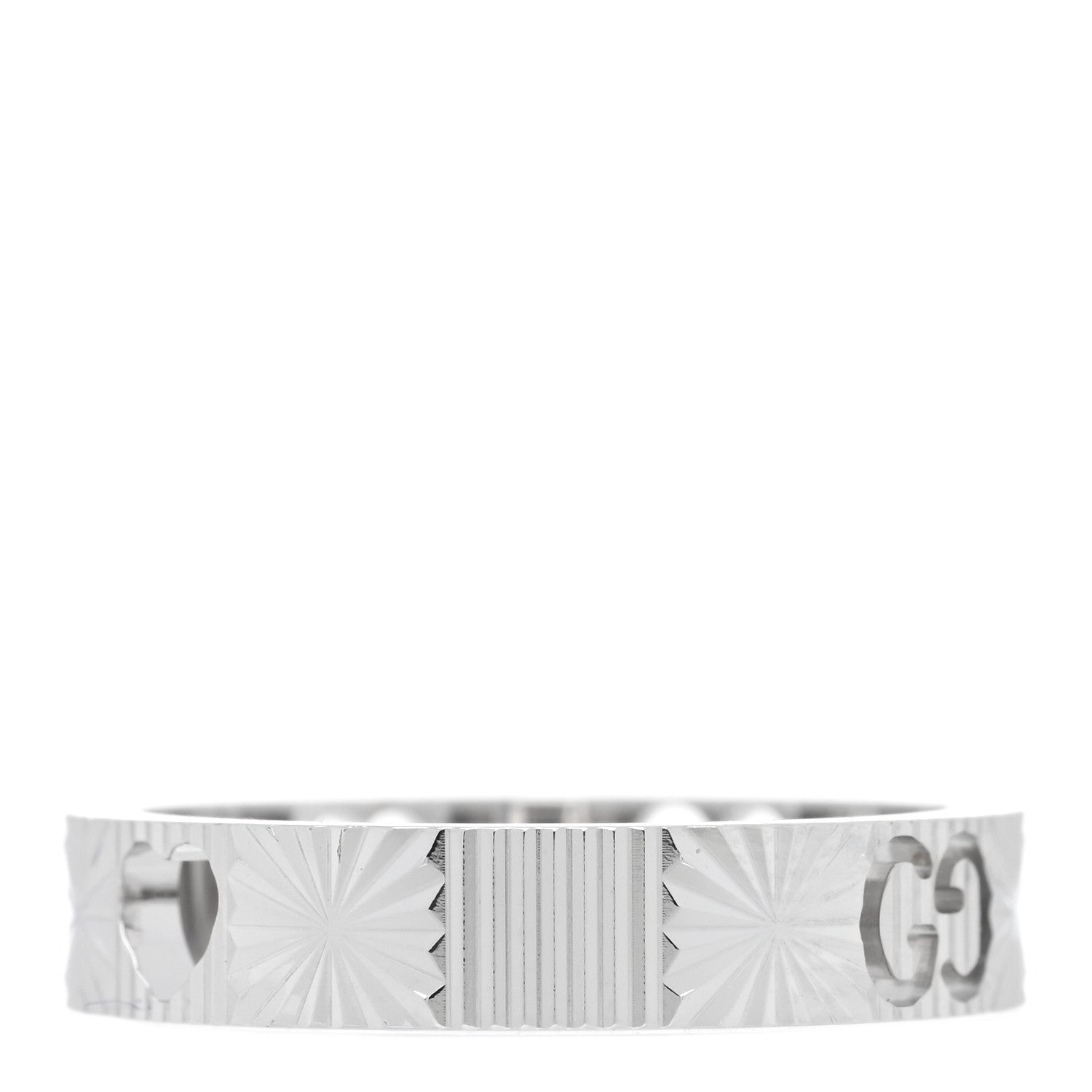 Gucci 18K White Gold Icon Heart Band Ring 52 6 3 of 5