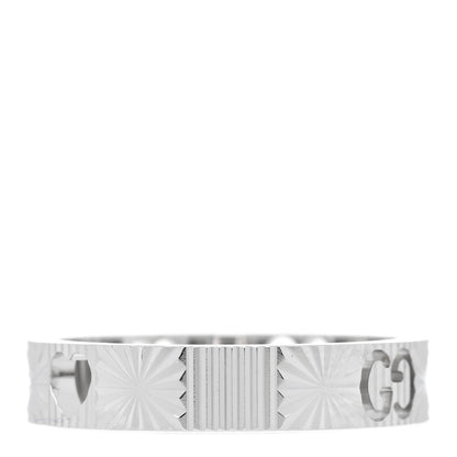 Gucci 18K White Gold Icon Heart Band Ring 52 6 3 of 5