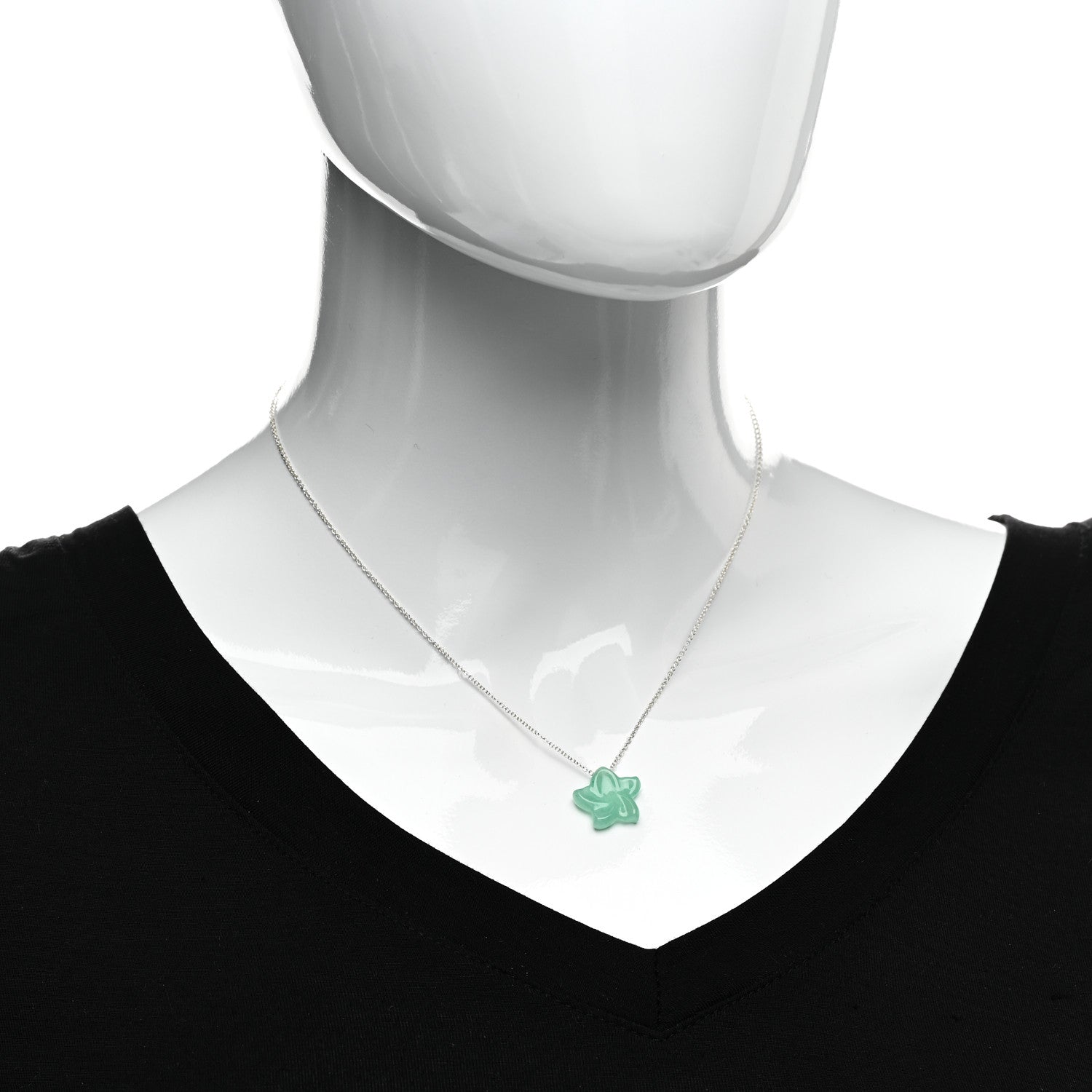 Tiffany Sterling Silver Aventurine Star Pendant Necklace 2 of 4