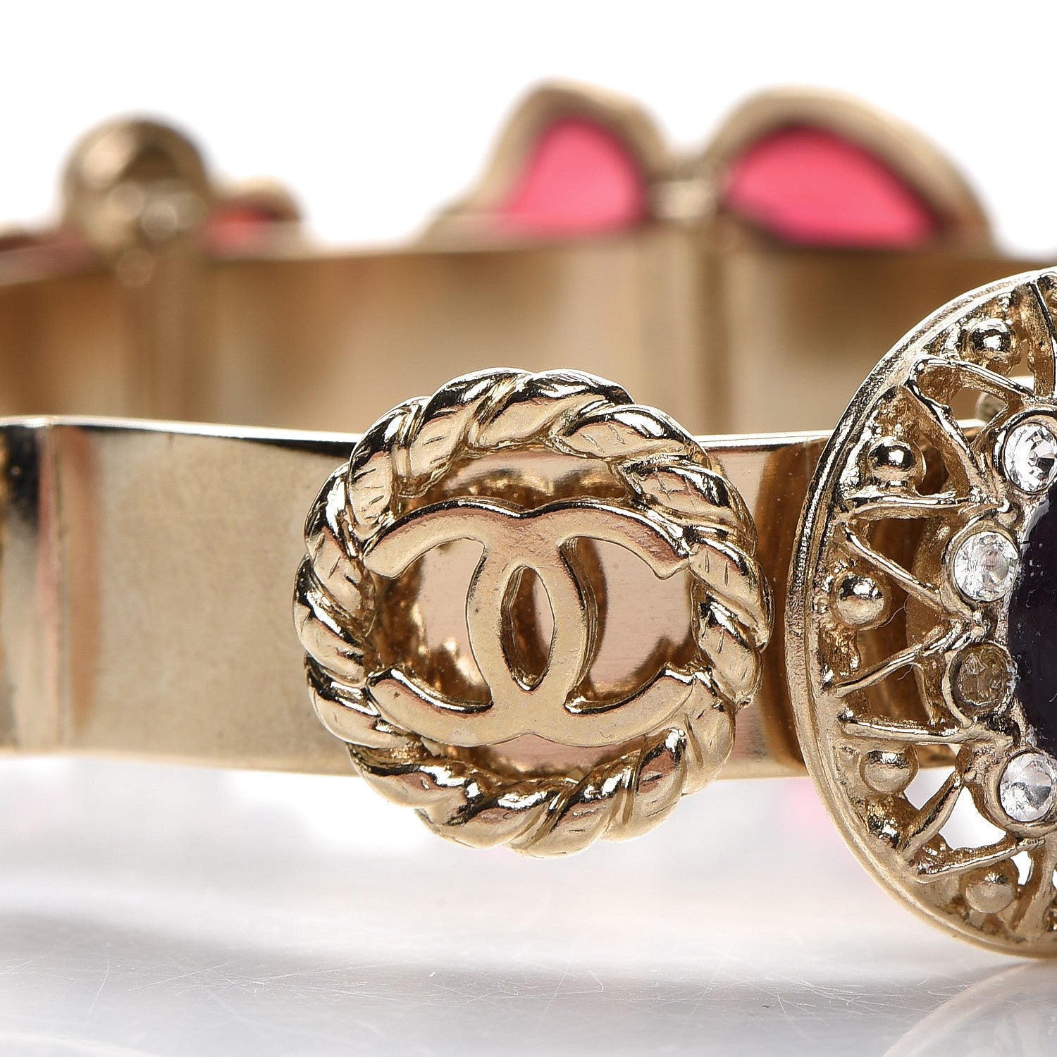 Chanel Resin Gripoix Crystal CC Cuff Multicolor 5 of 6