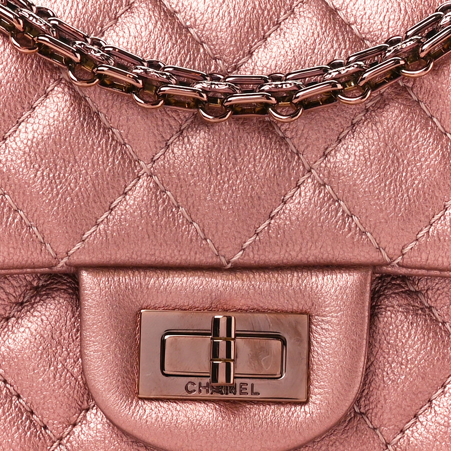 Chanel Metallic Grained Calfskin Quilted 2.55 Reissue Mini Flap Copper Pink 9 of 11