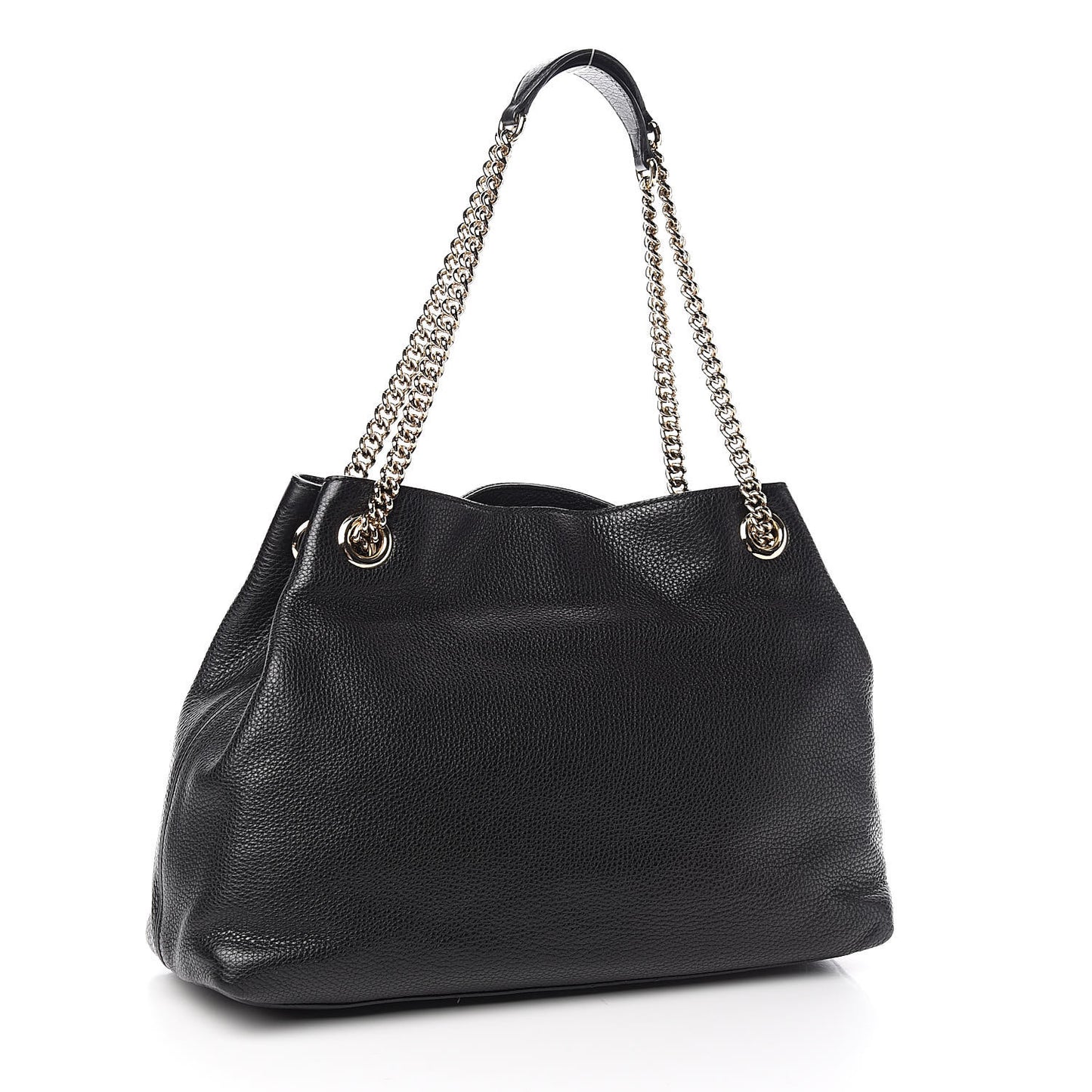 Pebbled Calfskin Medium Soho Chain Shoulder Bag Black