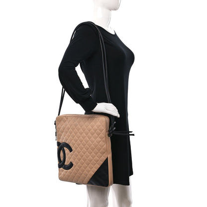 Chanel Calfskin Quilted Large Cambon Messenger Beige Black 2 of 9