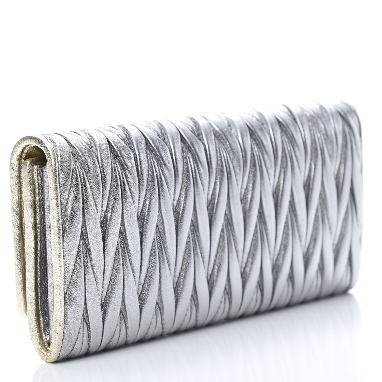Miu Miu Metallic Matelasse Wallet Cromo Pirite 2 of 8