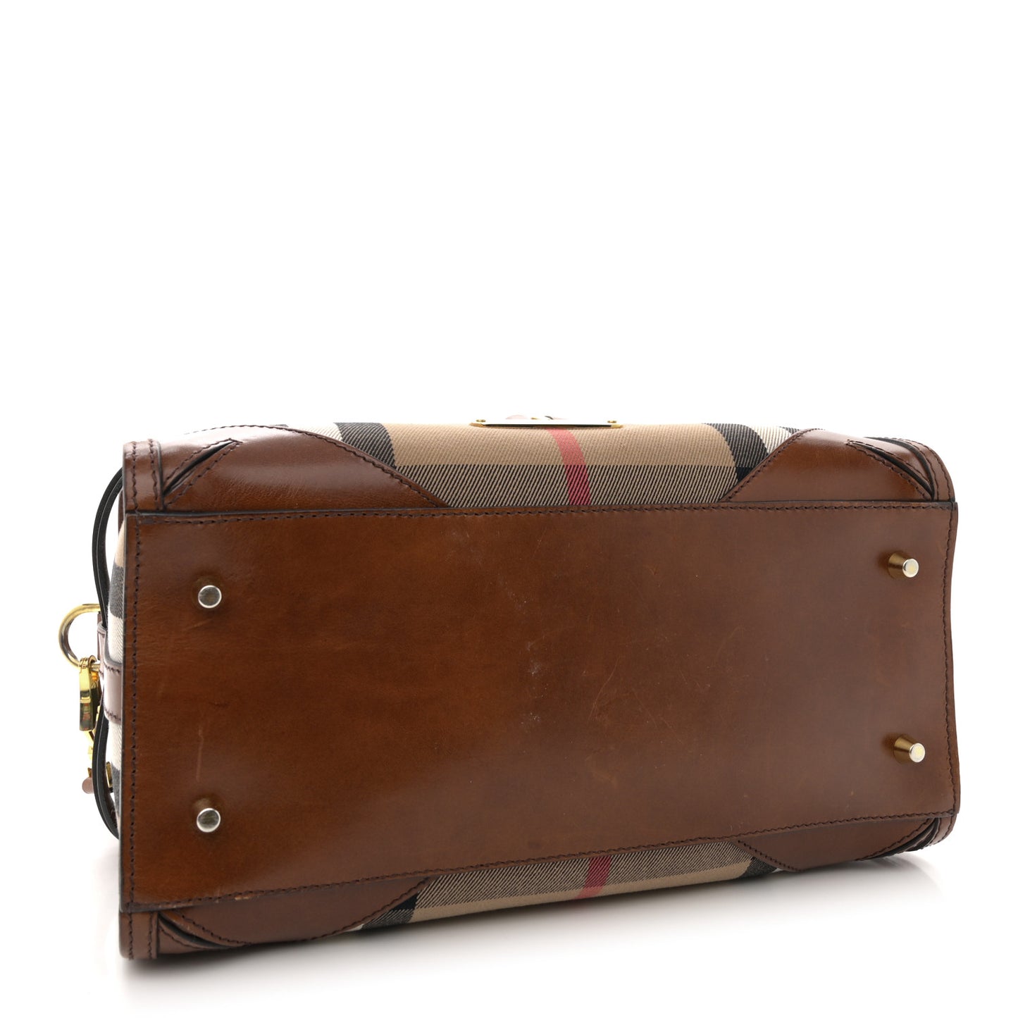 House Check Bridle Calfskin Medium Alchester Bowling Bag Dark Tan