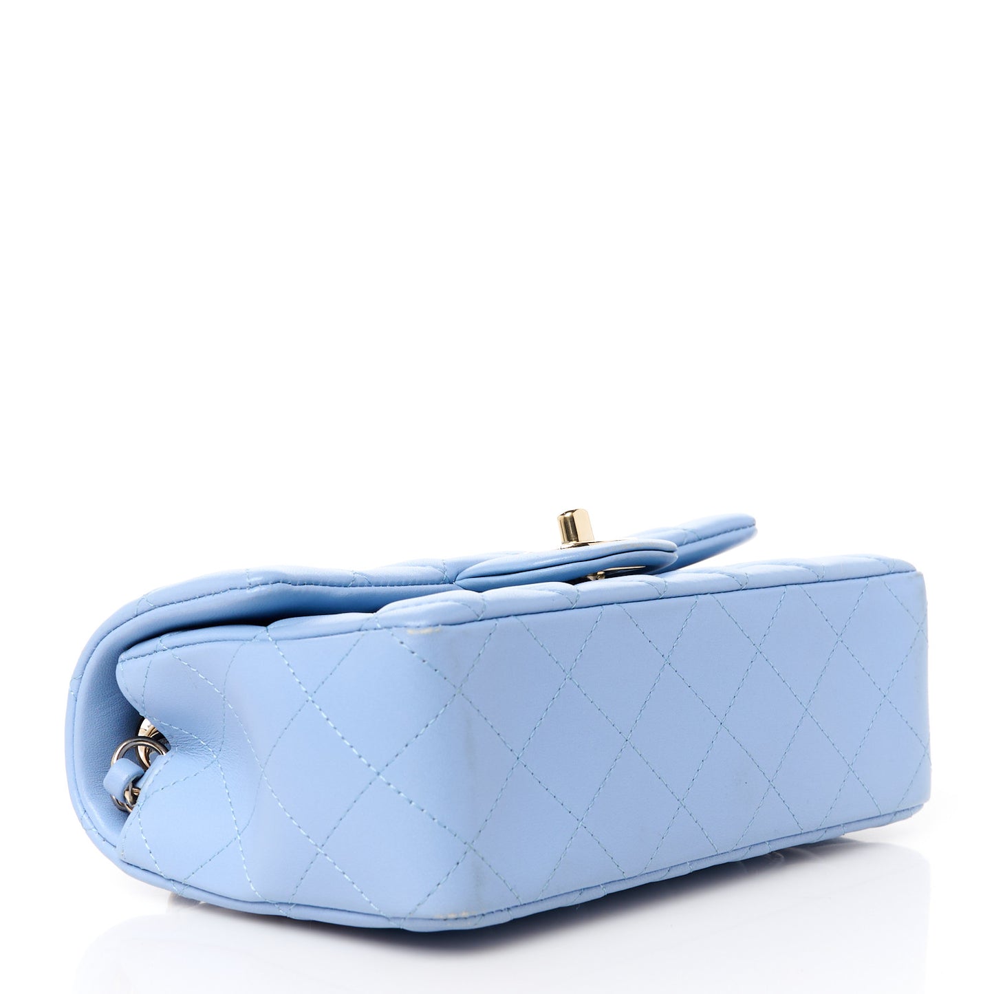 Lambskin Quilted Mini Rectangular Flap Light Blue